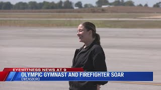 Blue Angels take Owensboro Firefighter and Olympic Gymnast for ride [upl. by Nesnar]