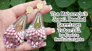 The Maharajas Jewel Beaded Earrings Tutorial [upl. by Angy]