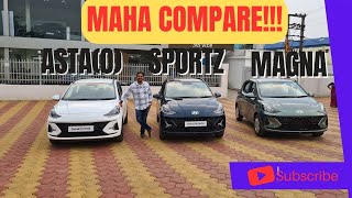 Hyundai Grand i10 Nios Compare  Magna VS Sportz VS Asta  Most Value for money [upl. by Nalyak]