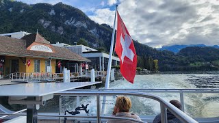 Switzerland Ferry Ride quotLAKE LUCERNEquot from Vitznau to Luzern Bahnhofquai Oct 21 2023  4K UHD [upl. by Egreog]