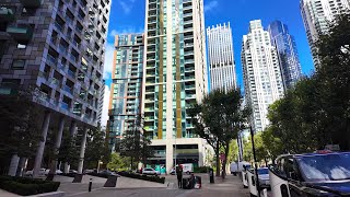 4K Canary Wharf  Moorgate  City of London Walking Tour [upl. by Grange874]