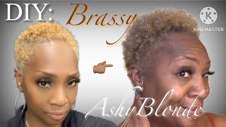 DIY HOW TO TONE BLEACHED TWA FROM BRASSY TO ASHY BLONDE  viral hair diy alopecia [upl. by Adal]