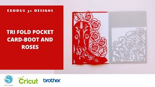 Boot roses cowgirl Tri Fold Pocket Card template SVG Cricut Silhouette Cameo Laser Cut Invitations [upl. by Feilak]