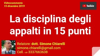 La disciplina degli appalti in 15 punti 15122019 [upl. by Gievlos]