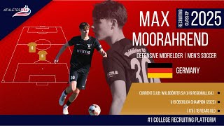 Mens Soccer  Center Midfielder  Max Moorahrend Germany  Highlights  Recruit 2025 [upl. by Muryh]