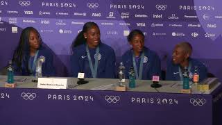 TEAM USA WOMEN WIN 4X400M OLYMPIC GOLD IN 31527 2NDFASTEST TIME EVER  PRESS CONFERENCE [upl. by Ittap]