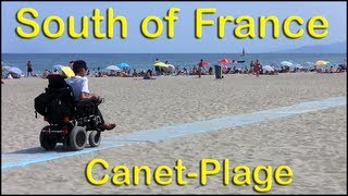 Wheelchair access ramps to Mediterranean beach in Canet Plage France [upl. by Grevera]