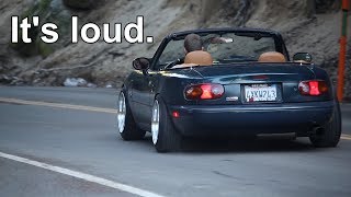 ISR Circuit Spec Exhaust Sound 1994 18 Miata [upl. by Ahset]