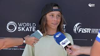 Entrevista a Egoitz Bijueska tras disputar los cuartos de final del Mundial de Skate Park [upl. by Naujuj896]