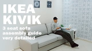 IKEA kivik 3 seat sofa assembly instructions very detailed [upl. by Jadd]