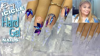 Icicle Nails  Builder Gel Nails Tutorial  Easy cracked icicle effect [upl. by Mikael]