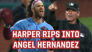 Bryce Harper GOES OFF on Angel Hernandez after bad call a breakdown [upl. by Reppiks335]