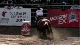 Course de barils femmes  Women barrel racing  Festival Western de StTite  Finale Molson EX 2009 [upl. by Anahahs]