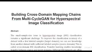 Building Cross Domain Mapping Chains From Multi CycleGAN for Hyperspectral Image Classification [upl. by Evalyn978]