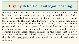 Bigamy definition and legal meaning [upl. by Louth]