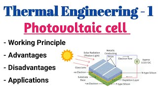 Photovoltaic cell ll Working Principle ll Advantages ll Disadvantages l Applications l Thermal Engg [upl. by Eenahc]