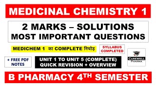 2 Marks Solutions  Medicinal Chemistry Pharmacy 4th Sem Important Questions  Carewell Pharma [upl. by Yengac]