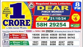 🔴LIVE Nagaland Lottery Result Today 8PM 21102024 Dear Finch Monday [upl. by Akym]