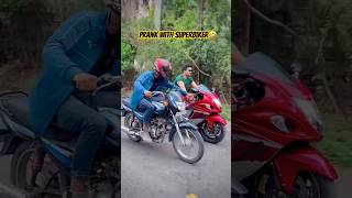 Prank with SUPERBIKER🤣😂 farazstuntrider bikers hayabusa bike [upl. by Eliades]