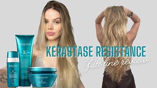 KÉRASTASE RESISTANCE FULL LINE REVIEW AND TRY ON treatment for very damaged chemically treated hair [upl. by Betteann790]