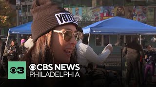 Dancing excitment as quotParty to the Pollsquot takes over LOVE Park [upl. by Akerdna]