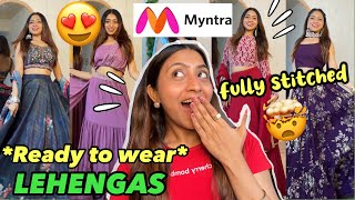 BEST Myntra Ready to wear Lehenga Haul🤯 Fully stitched Affordable Lehengas lehenga myntrahaul [upl. by Neeloj]