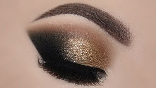 golden eye makeup tutorial for hooded eyesglamorous easy gold smokey eyes for beginners [upl. by Penelopa]