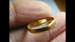 Gold posey ring medieval Limoges enamel head and loads of hammys [upl. by Adan]