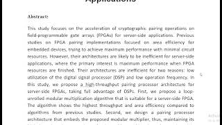 High Throughput Bilinear Pairing Processor for Server Side FPGA Applications [upl. by Nnayelhsa830]