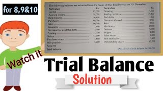 Trial Balance SolutionFor class 8 9 amp 10 [upl. by Fredric539]