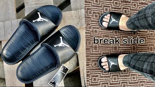 Jordan Break Slide Black  unboxing amp on feet  Azo Edition [upl. by Arramas]