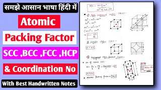 ATOMIC PACKING FACTOR FOR SCC BCC FCC AND HCP  CO ORDINATION NUMBER  MECHANICAL DECODE  APF [upl. by Wilmott856]