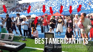 I played BEST AMERICAN HITS on PIANO in PUBLIC bonus [upl. by Oeak]