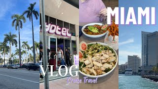 Cruise Travel Vlog exploring downtown MIAMI healthy lunch boutique hotel beach views and more [upl. by Soane645]