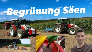 Begrünung Säen  Steyr 9095 MT  Steyr 9086  Pöttinger  Lemken [upl. by Aciretahs]