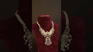 Victorian amp Swarovski Pearl Haaram with Lakshmi Devi Pendant  navratricollection 925silver [upl. by Leor]