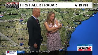 Meteorologist Jamie Ertle introduces baby Aurora [upl. by Oivaf]