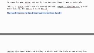 Of Mice and Men  Curleys Wife Key Quotes  Section 5 [upl. by Oicnerolf21]