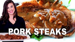 How To Cook ✨AMAZING✨ Smothered Pork Steaks OnePan Recipe 🥘 [upl. by Epilef797]