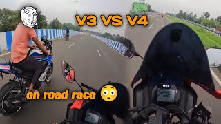 V3 ke sath race lag gaiR15v4 top speed quot V3🏍️vs V4🏍️ [upl. by Aicilak]