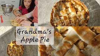 Grandmas Apple Pie Recipe  making a latticetop apple pie with my daughter [upl. by Ayela]