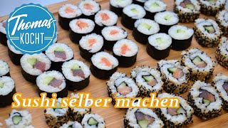 Sushi selber machen  den perfekten Reis kochen  Maki und California Roll  Thomas kocht [upl. by Acsecnarf]