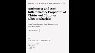 Anticancer and AntiInflammatory Properties of Chitin and Chitosan Oligosaccharides  RTCLTV [upl. by Ahsiled]