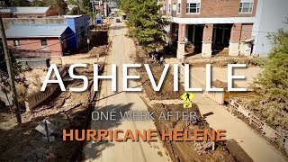 1 Week After Hurricane Helene  Asheville River Arts District  Biltmore Village  Drone Footage [upl. by Tristis]