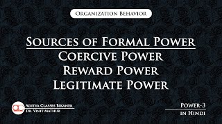 Power3 Sources of Formal Power  Coercive Power  Reward Power  Legitimate Power in Hindi [upl. by Anyrtak]