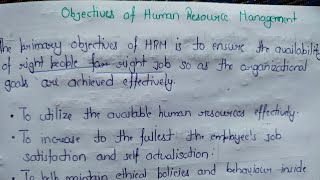 Objectives of Human Resource ManagementHRMNotes with Explanation in Hindi [upl. by Greenwood]