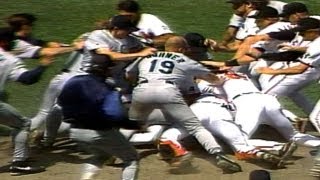 Wild brawl ensues after Mike Mussina plunks Bill Haselman [upl. by Garaway]