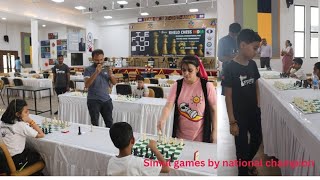 Simultaneously games by national champion Madwendra and Angela Franco chess [upl. by Ecirbaf965]