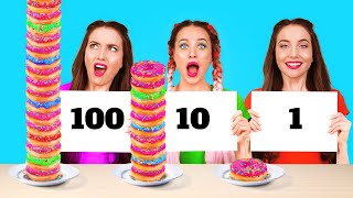 100 LAYERS FOOD CHALLENGE  Giant VS Tiny Food For 24 Hours by 123 Go FOOD [upl. by Mosnar228]