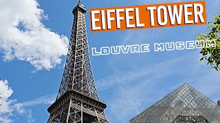 Eiffel Tower city view  Walk along river Seine  Paris  Louvre Museum  Day 1 [upl. by Amora]